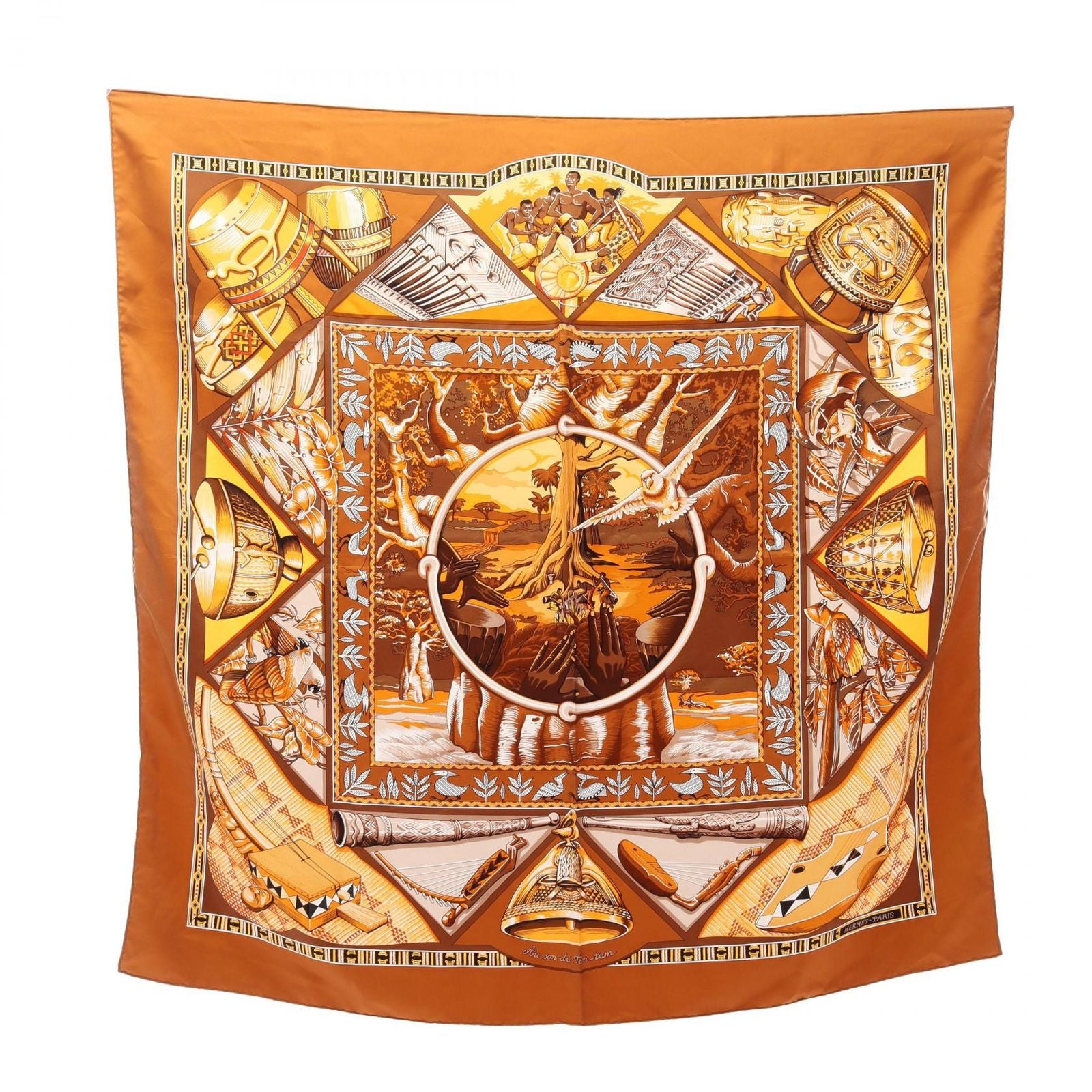 Hermes Bandana Scarf 90 Au Son Du Tam Used A