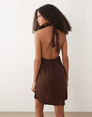 Mng Long Sleeves, Three Quarter Sleeve T Mango Teen Halterneck Mini Dress Brown