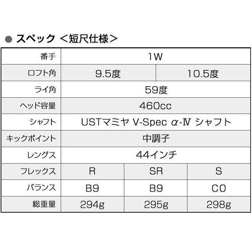 Works Golf Driver 44 Ust Vspec 9.5 10.5 R Sr S
