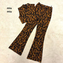 Miu Pants Outfits 00S Leopard Set Up Flare