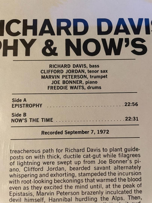 Western Music Richard Davis--Epistrophy Jazz Lp Muse