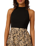 Adrianna Papell Long Sleeves, Three Quarter Sleeve Halter Party Dress Blackgold
