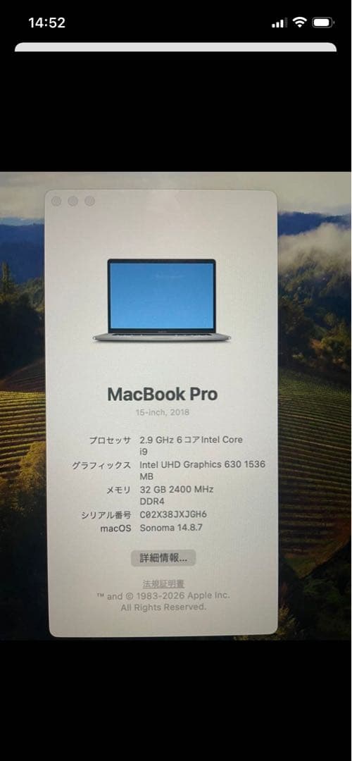 Apple Macbooks Macbook Pro 15 2018 Core I9 32Gb
