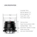 Lens (Single Focus) 2 Ttartisan F1.4 Sony E 6 7 Nex-5 Nex-C3 Nex-5N Nex-7