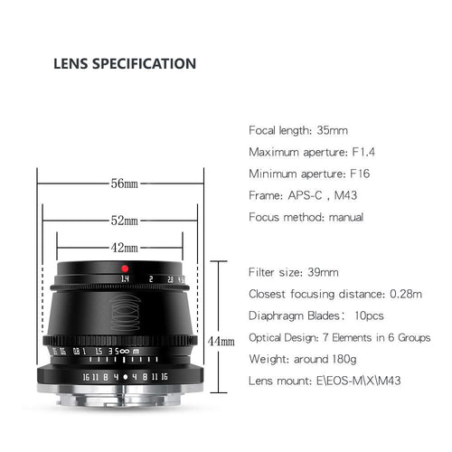 Lens (Single Focus) 2 Ttartisan F1.4 Sony E 6 7 Nex-5 Nex-C3 Nex-5N Nex-7