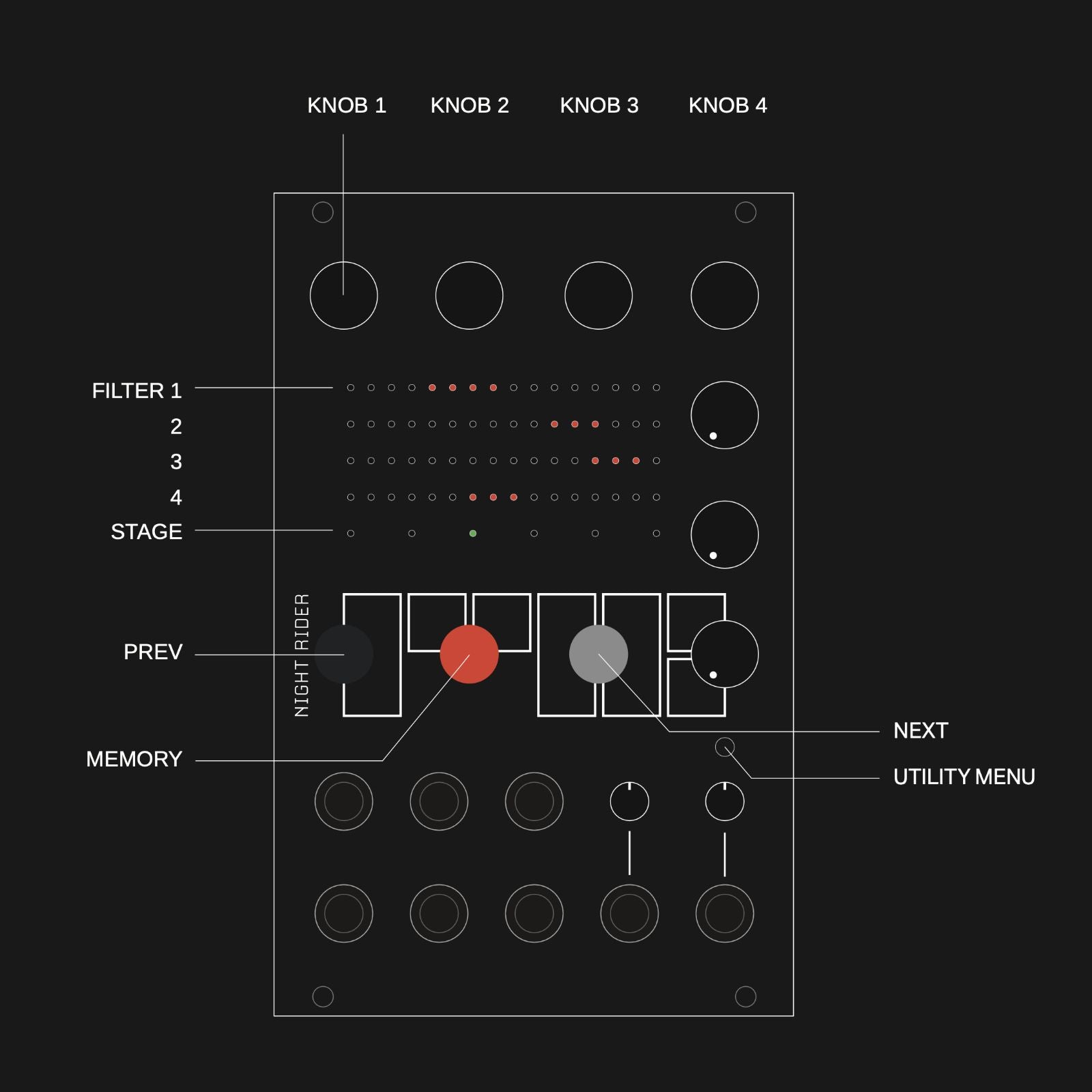 Modular Synthesizer Ryk Night Rider Quad Sequential Resonator