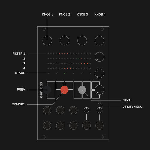 Modular Synthesizer Ryk Night Rider Quad Sequential Resonator