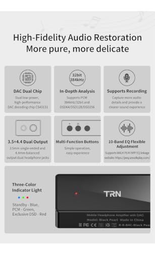 Others Trn Blackpearl Dac Amp 32Bit/384Khz Dsd256 Cs43131 Type-C C 3.5Mm+4.4Mm