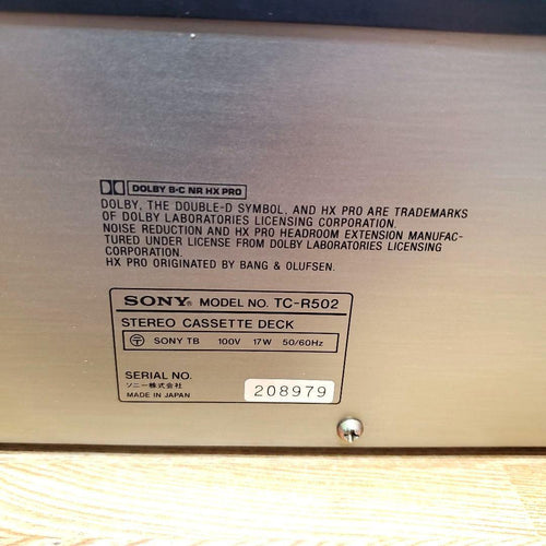Sony Cassette Player Tc-R502