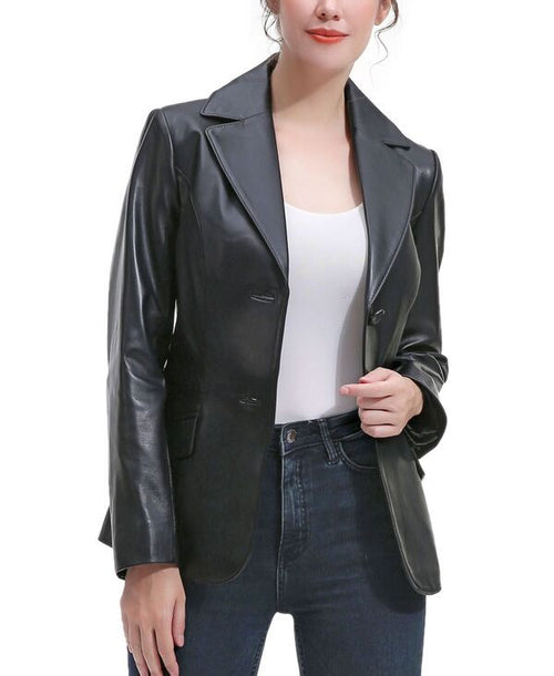 Jumper Blouson Bgsd Womens Ruth Leather Blazer Jacket Black