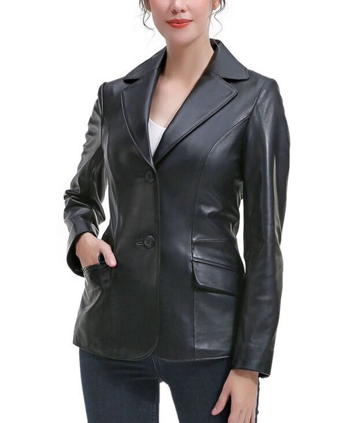 Jumper Blouson Bgsd Womens Ruth Leather Blazer Jacket Black