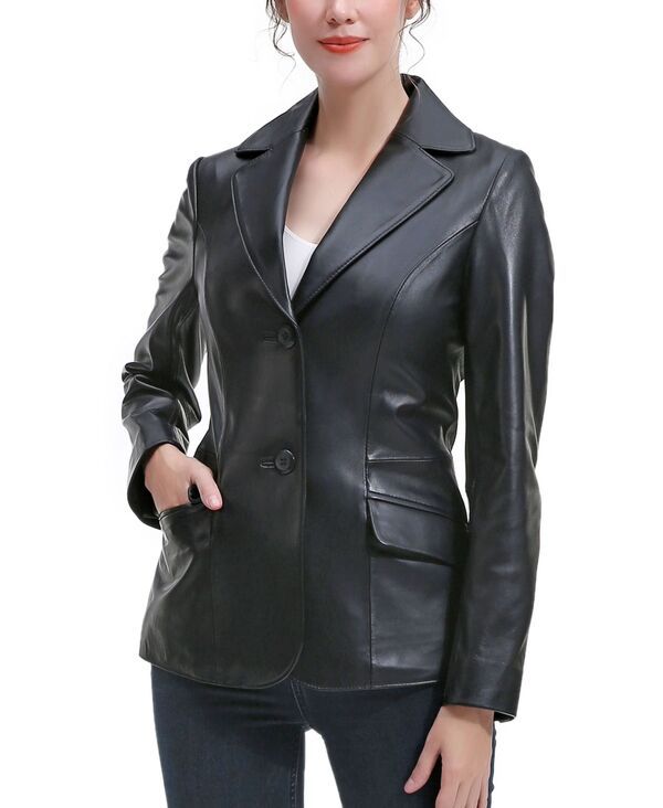 Jumper Blouson Bgsd Womens Ruth Leather Blazer Jacket Black