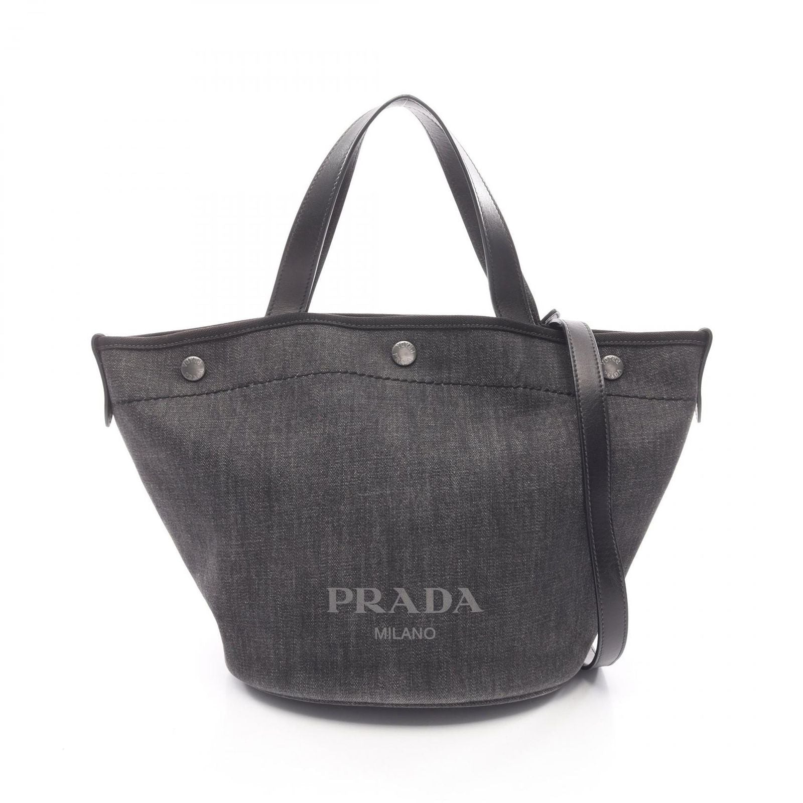 Prada Tote Bag Denim+City Calf