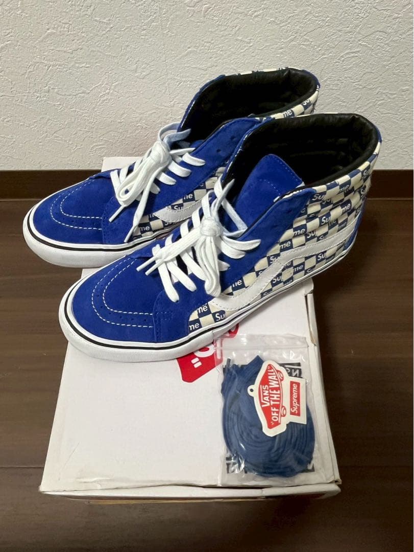 Supreme Sneakers 16Aw Vans Checker Logo Sk8-Hi Blue White