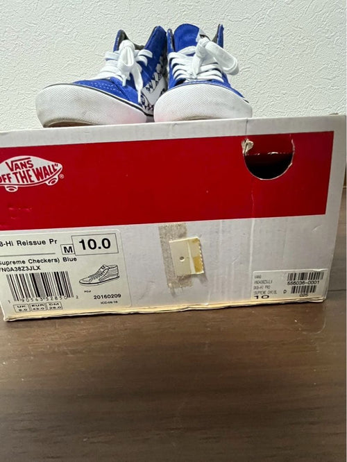 Supreme Sneakers 16Aw Vans Checker Logo Sk8-Hi Blue White