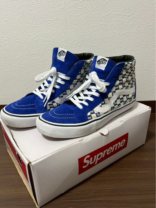 Supreme Sneakers 16Aw Vans Checker Logo Sk8-Hi Blue White