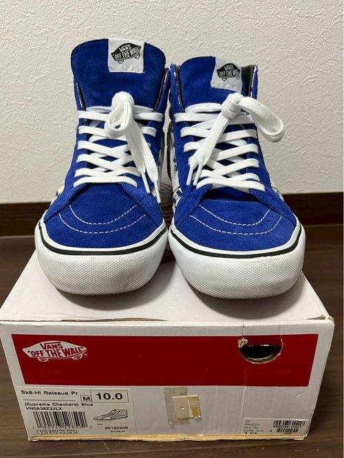 Supreme Sneakers 16Aw Vans Checker Logo Sk8-Hi Blue White