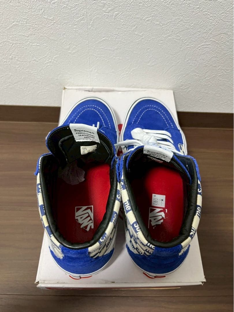 Supreme Sneakers 16Aw Vans Checker Logo Sk8-Hi Blue White