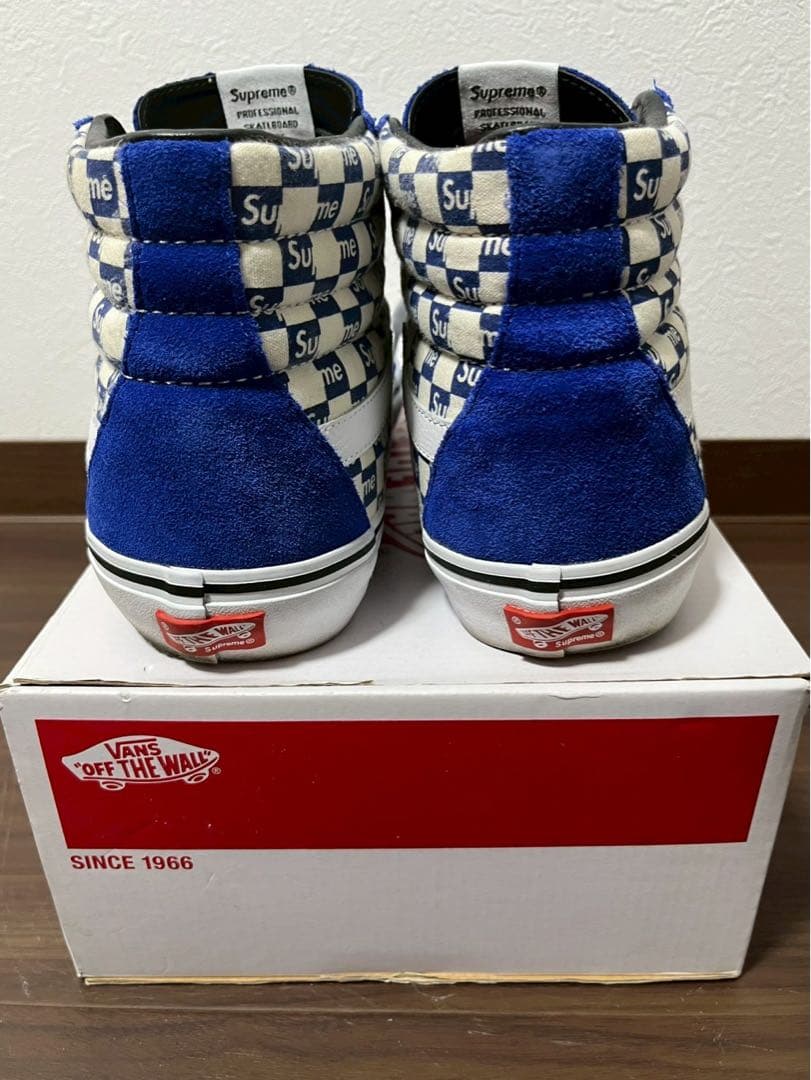 Supreme Sneakers 16Aw Vans Checker Logo Sk8-Hi Blue White