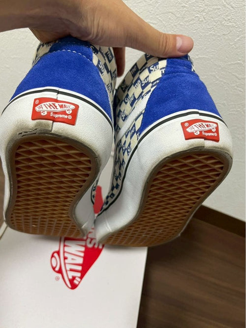Supreme Sneakers 16Aw Vans Checker Logo Sk8-Hi Blue White