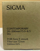 Sigma Lens (Zoom) Contemporary 20-200Mm F3.5-6.3 Dg Sony E