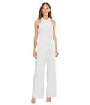 Long Sleeves, Three Quarter Sleeve Adrianna Papell Rosette Halter Jumpsuit Ivory