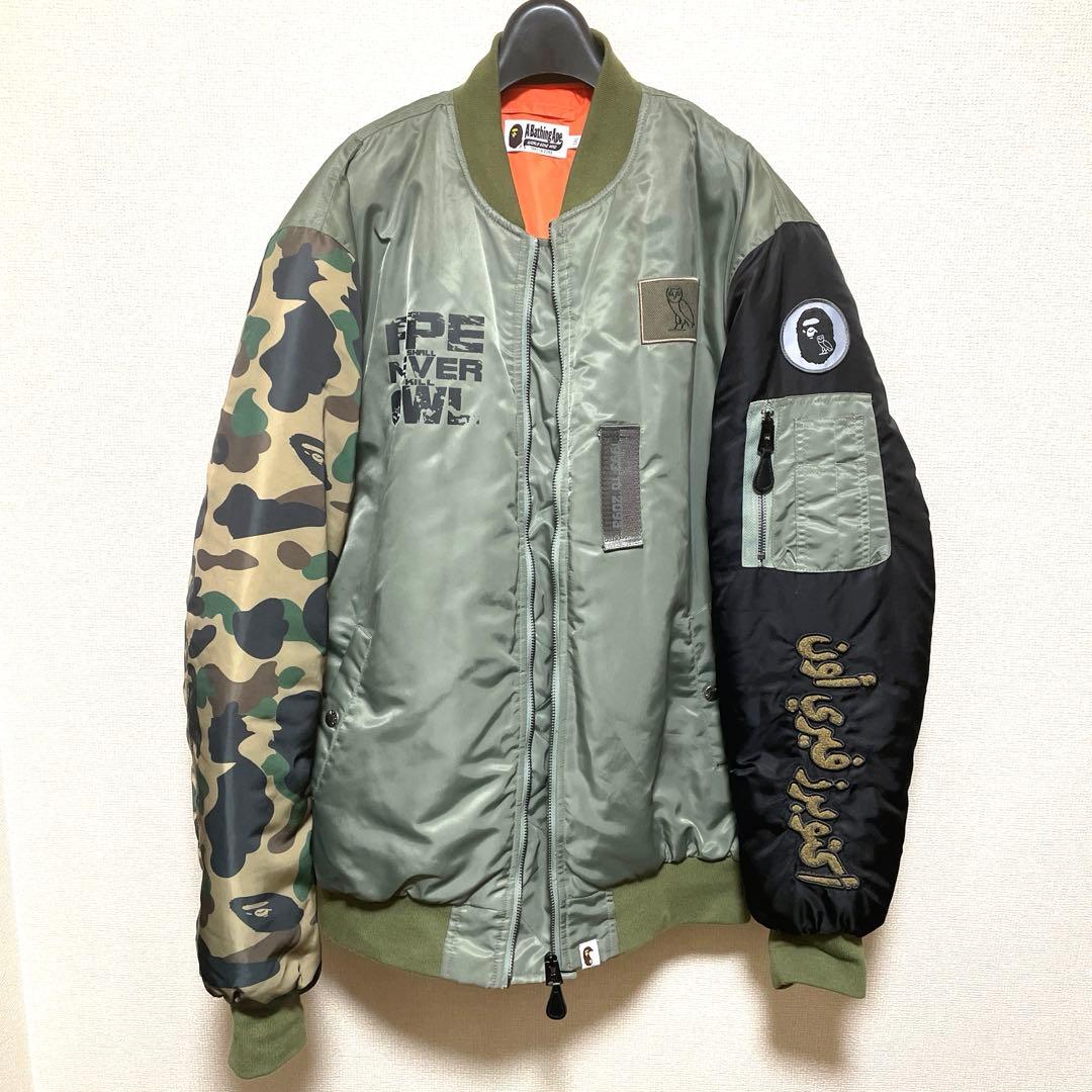 A Bathing Ape Ma-1 Flight Jackets 22Aw Bape Ovo Loose Fit Olive