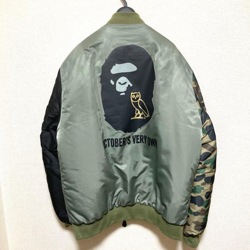 A Bathing Ape Ma-1 Flight Jackets 22Aw Bape Ovo Loose Fit Olive