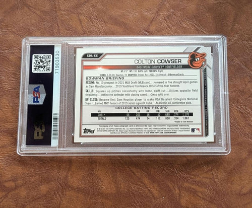 Mlb Colton Cowser 1St Bowman Auto Psa 9