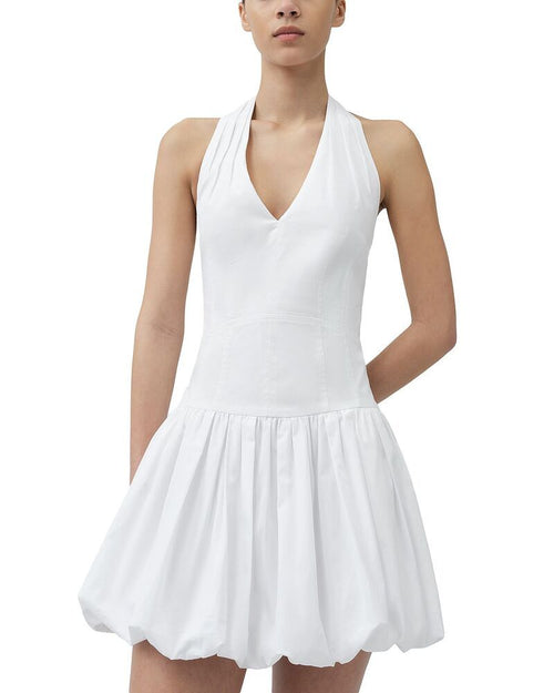 Long Sleeves, Three Quarter Sleeve Simkhai Brooke Cotton Halter Mini Dress White