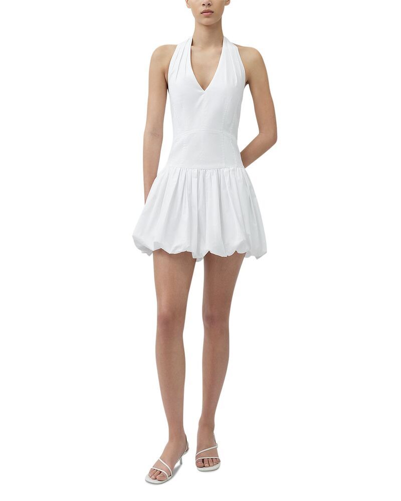 Long Sleeves, Three Quarter Sleeve Simkhai Brooke Cotton Halter Mini Dress White