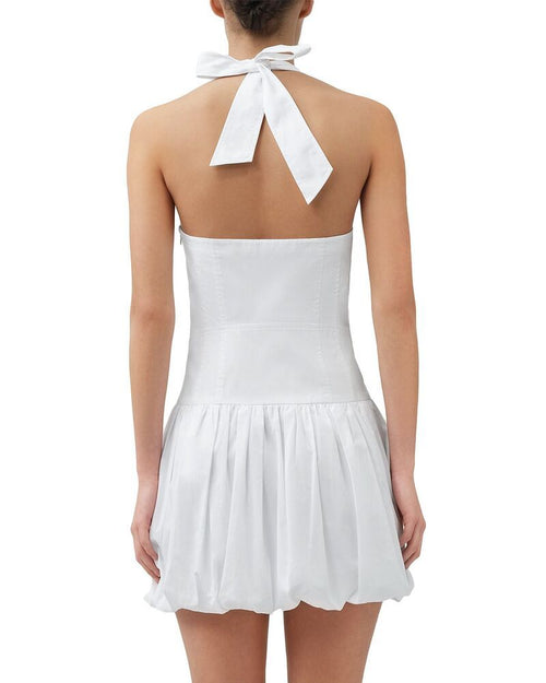 Long Sleeves, Three Quarter Sleeve Simkhai Brooke Cotton Halter Mini Dress White