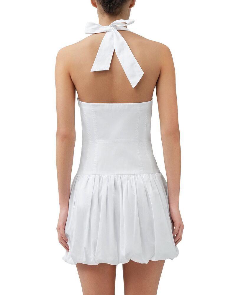 Long Sleeves, Three Quarter Sleeve Simkhai Brooke Cotton Halter Mini Dress White