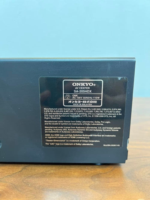 Onkyo Av Amplifier Sa-205Hdx