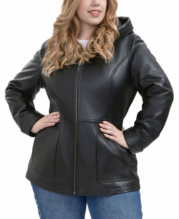 Jumper Blouson Bgsd Plusize Cara Hooded Leather Coat Black