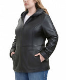 Jumper Blouson Bgsd Plusize Cara Hooded Leather Coat Black