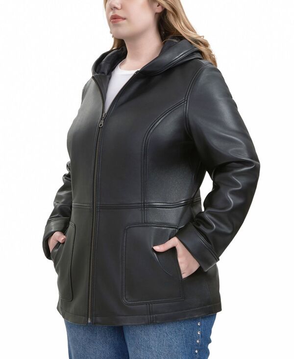 Jumper Blouson Bgsd Plusize Cara Hooded Leather Coat Black