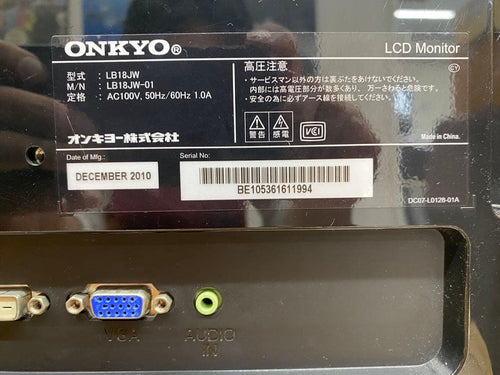 Onkyo Displays Monitors 18.5 Lb18Jw