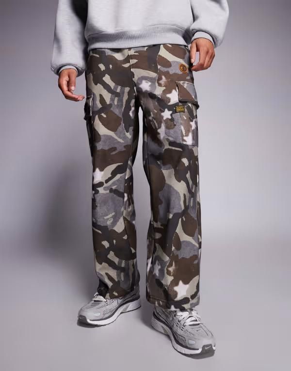Others Aape By A Bathing Ape Loose Fit Cargo Pants Camo Print Brown