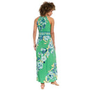 Long Sleeves, Three Quarter Sleeve Womens London Times Scroll Halter Maxi Dress