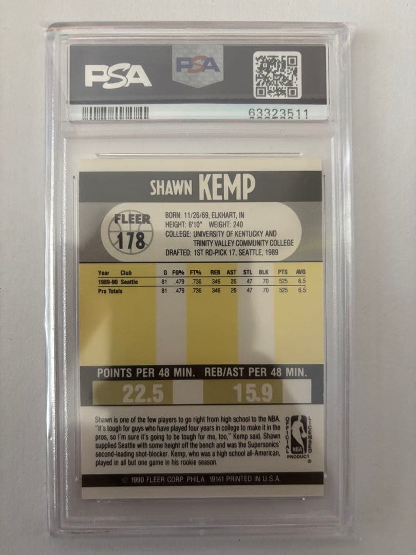 Nba 1990 Fleer Shawn Kemp #178 Mint Psa 9