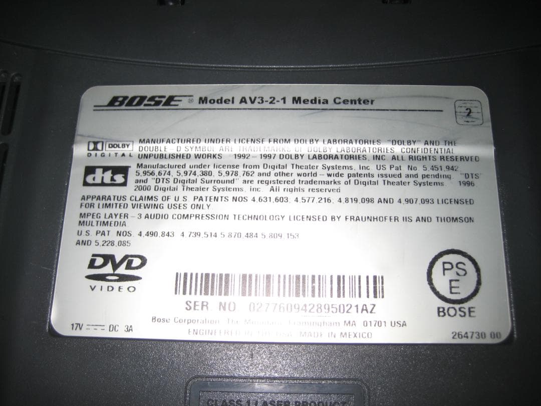 Bose Av Amplifier Av3-2-1 Media Center