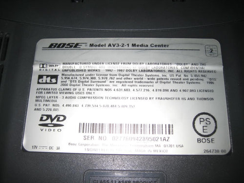 Bose Av Amplifier Av3-2-1 Media Center