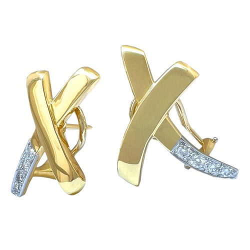 Tiffany Earrings (For Both Ears) Co. 750 K18 Yg Plat