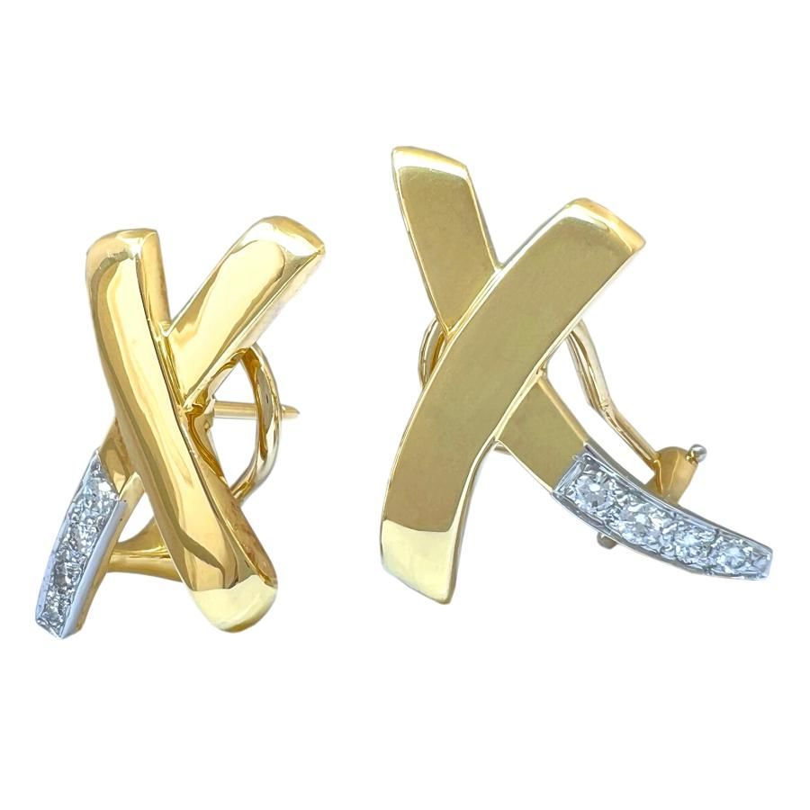 Tiffany Earrings (For Both Ears) Co. 750 K18 Yg Plat