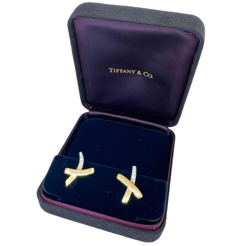 Tiffany Earrings (For Both Ears) Co. 750 K18 Yg Plat