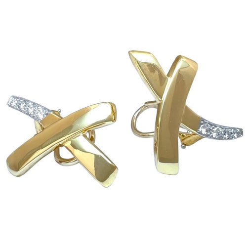Tiffany Earrings (For Both Ears) Co. 750 K18 Yg Plat