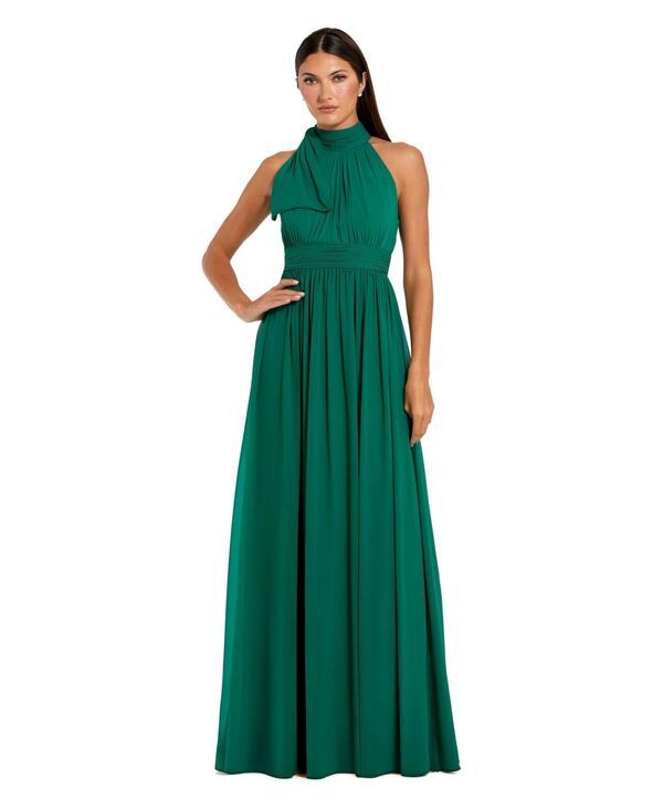 Long Sleeves, Three Quarter Sleeve A Mac Duggal Womens Line Chiffon Halter Neck