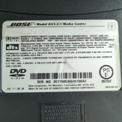 Bose Sound Speaker Rear Bar Av3-2-1 Ps3-2-1