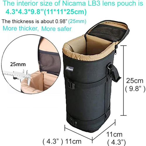 Camera Case Pouch Nicama Lb3 Nikon Af-S 70-200Mm Canon Ef 100-400Mm 100-500